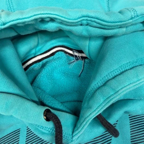 Nike Turquoise Blue Mens Fleece Graphic Pullover Hoodie Sweatshirt Mens L Cotton - Picture 9 of 9